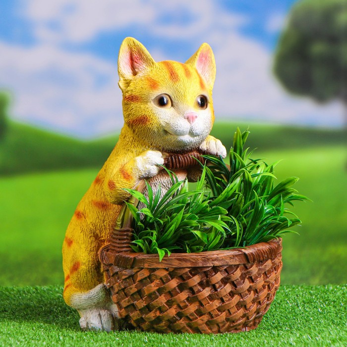 

Цветочное кашпо Котенок с лукошком в лапах 7338088 3 л разноцветный 1 шт., Котенок с лукошком в лапах