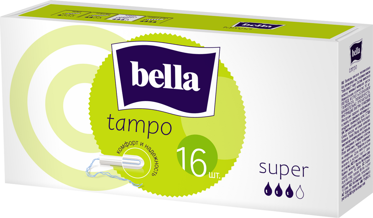 Тампоны Bella, premium comfort Super без аппликатора, 16 шт