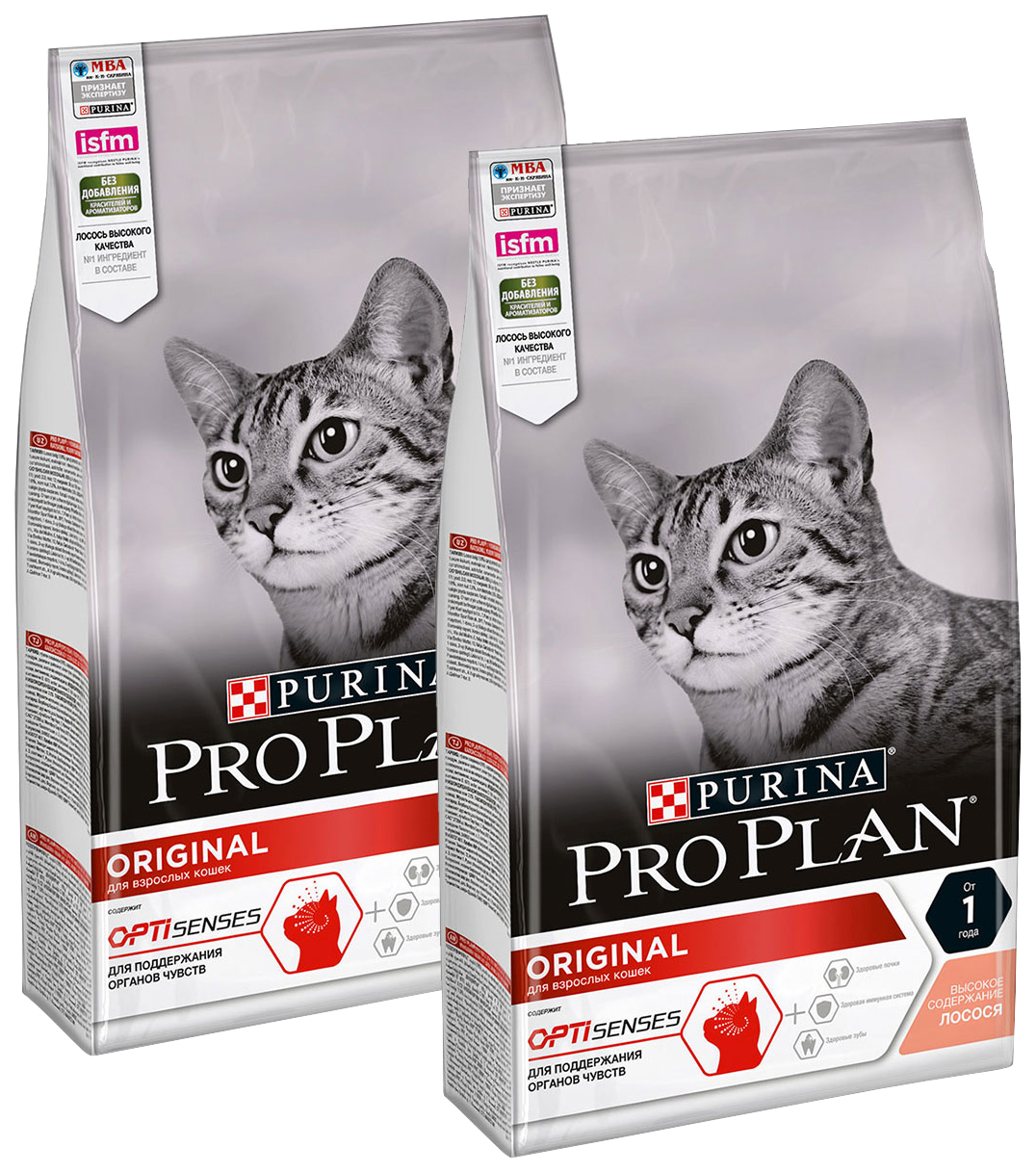 Сухой корм для кошек Pro Plan Cat Adult Salmon с лососем, 2 шт по 1,5 кг