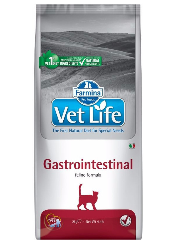 фото Сухой корм для кошек farmina vet life feline gastrointestinal, 2 шт по 2 кг