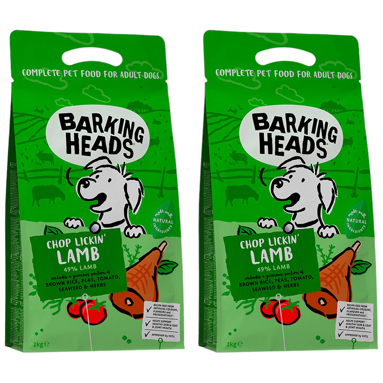 Сухой корм для собак Barking Heads, при аллергии, ягненок, рис, 2 шт по 2 кг