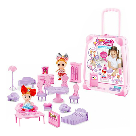 фото Игровой набор junfa toys, little doll, чемодан с мини-фигурками, 19 предметов