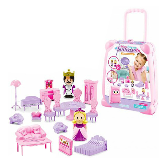 фото Игровой набор junfa toys, prince princess, чемодан с мини-фигурками, 19 предметов