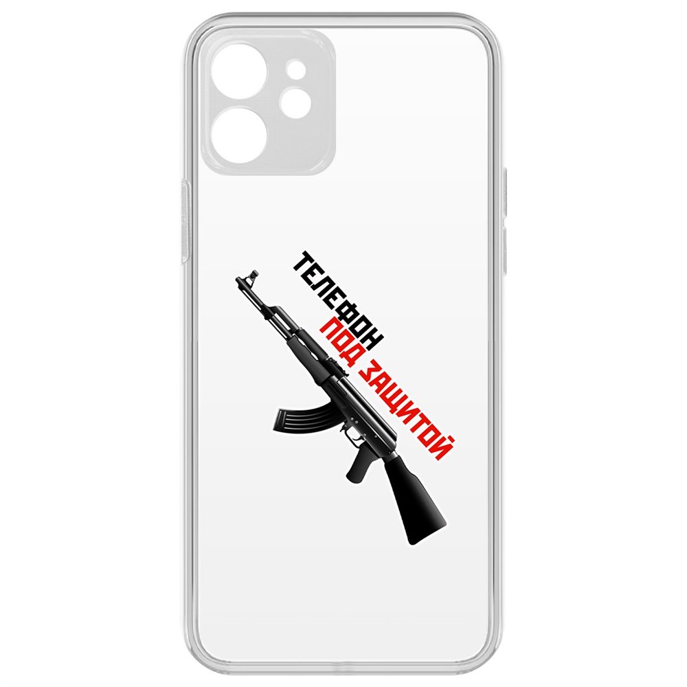 

Чехол-накладка Krutoff Clear Case Телефон под защитой для iPhone 12 с защитой камеры, Прозрачный