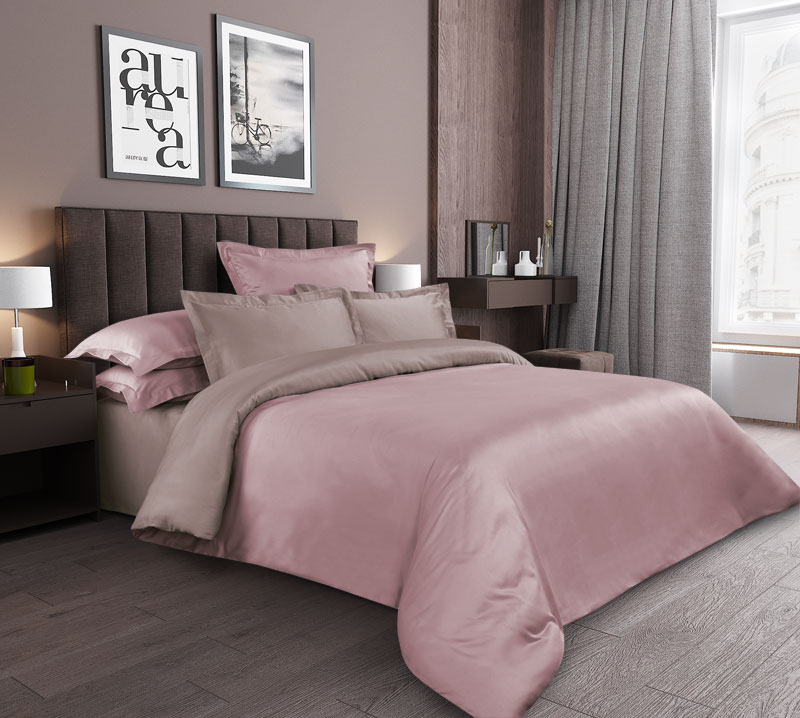 фото Однотонное постельное белье розовый топаз, сатин, 2 спальное, 4 наволочки 70х70 и 50х70 текс-дизайн