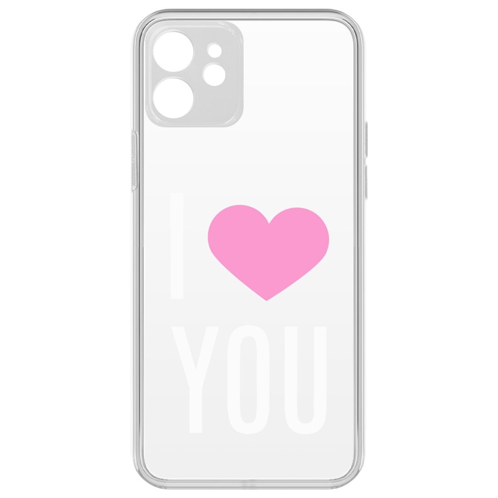 

Чехол-накладка Krutoff Clear Case Я люблю тебя для iPhone 12 с защитой камеры, Прозрачный