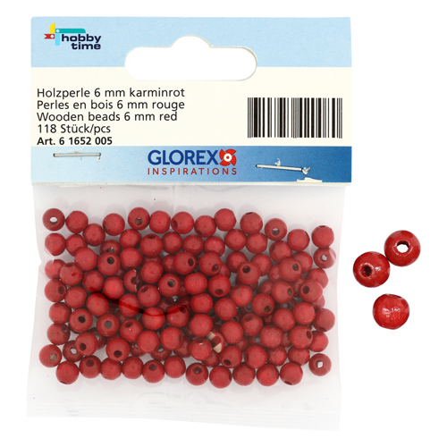 

Бусины деревянные Glorex 61652005 красный 6 мм 118 шт