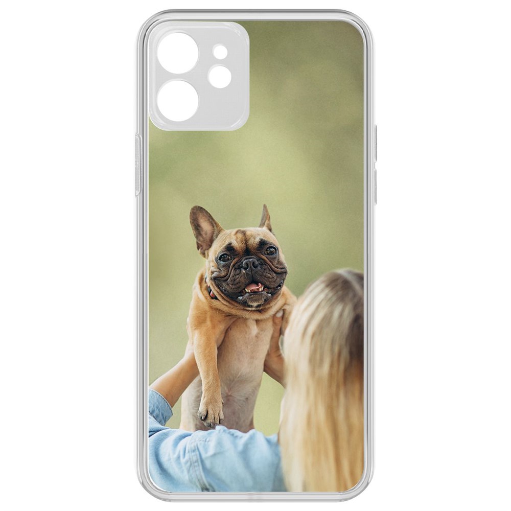 Чехол-накладка Krutoff Clear Case Хозяйка и бульдог для iPhone 12 с защитой камеры