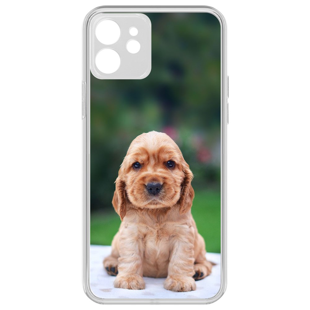 

Чехол-накладка Krutoff Clear Case Щенок кокер-спаниеля для iPhone 12 с защитой камеры, Прозрачный