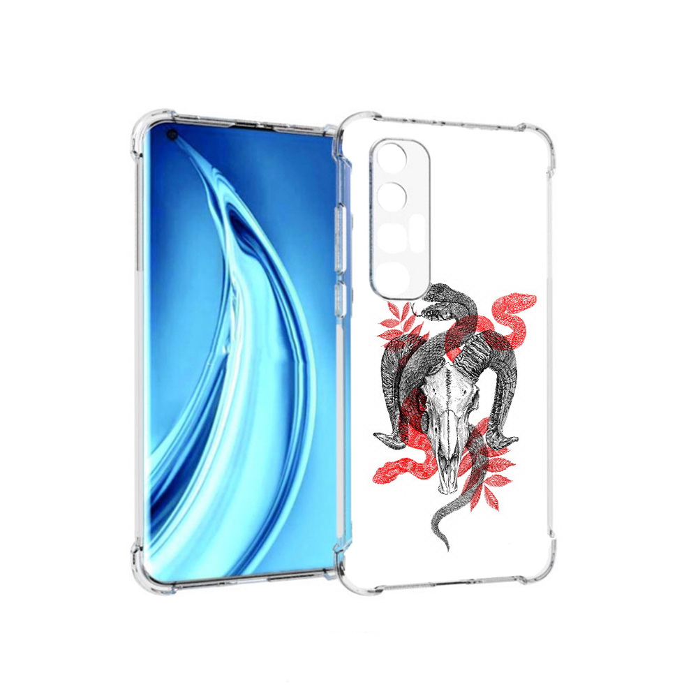 

Чехол MyPads Tocco для Xiaomi Mi 10S змея в черепе рисунок (PT226949.296.365), Прозрачный, Tocco