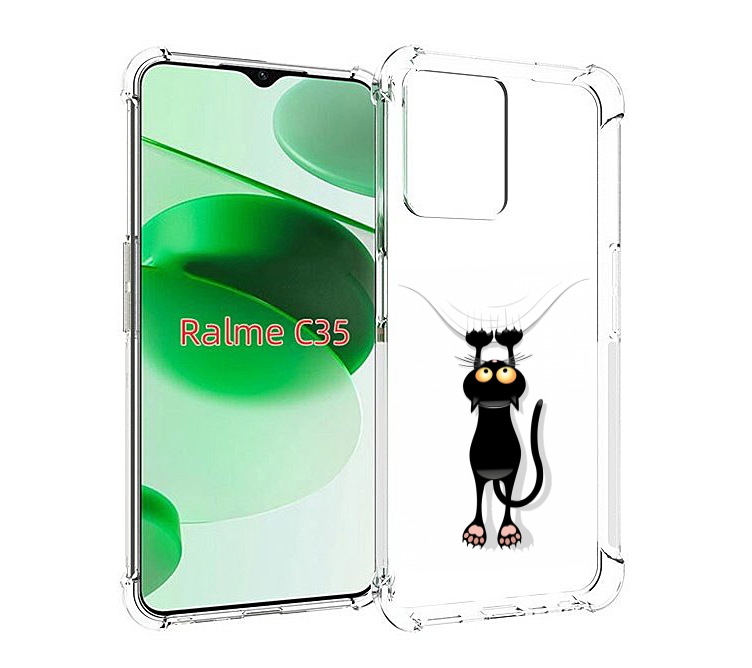 

Чехол MyPads Висячий-кот для Realme C35 / Narzo 50A Prime, Прозрачный, Tocco