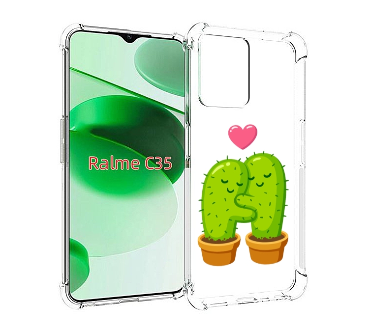 

Чехол MyPads Влюбленные-кактусы для Realme C35 / Narzo 50A Prime, Прозрачный, Tocco