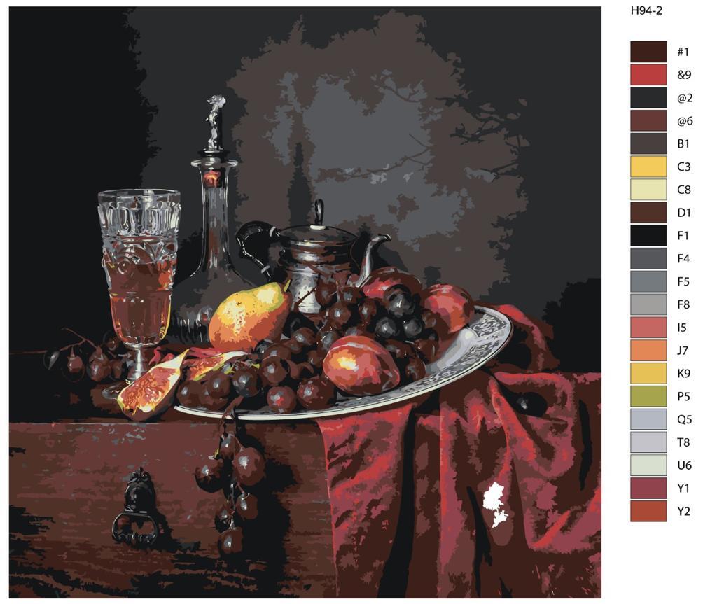 

Картина по номерам BRUSHES-PAINTS Н94, Натюрморт - Композиция с фруктами и бордовой драпировкой