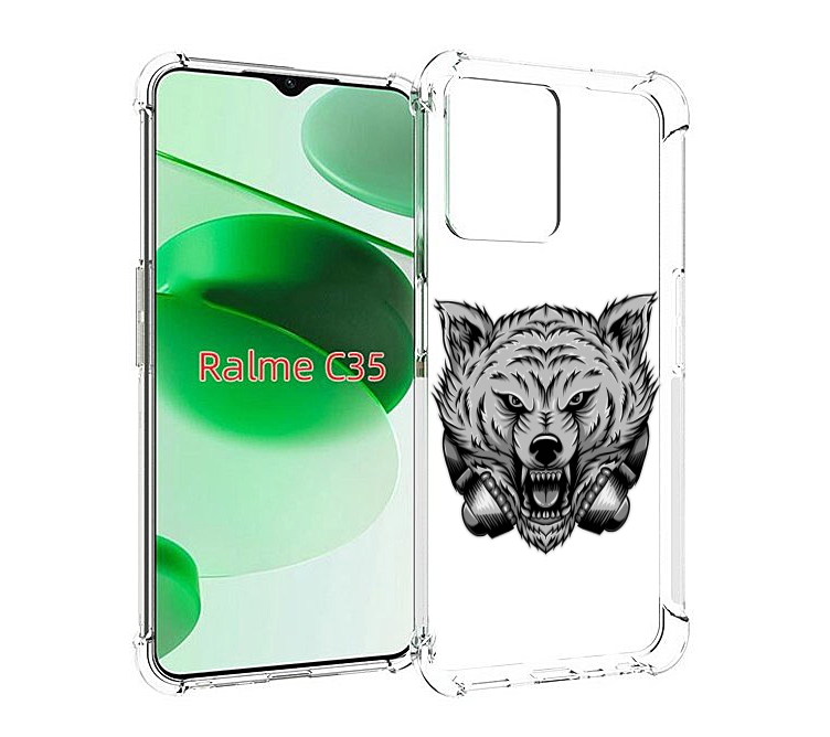 

Чехол MyPads Волк-в-наушниках мужской для Realme C35 / Narzo 50A Prime, Прозрачный, Tocco