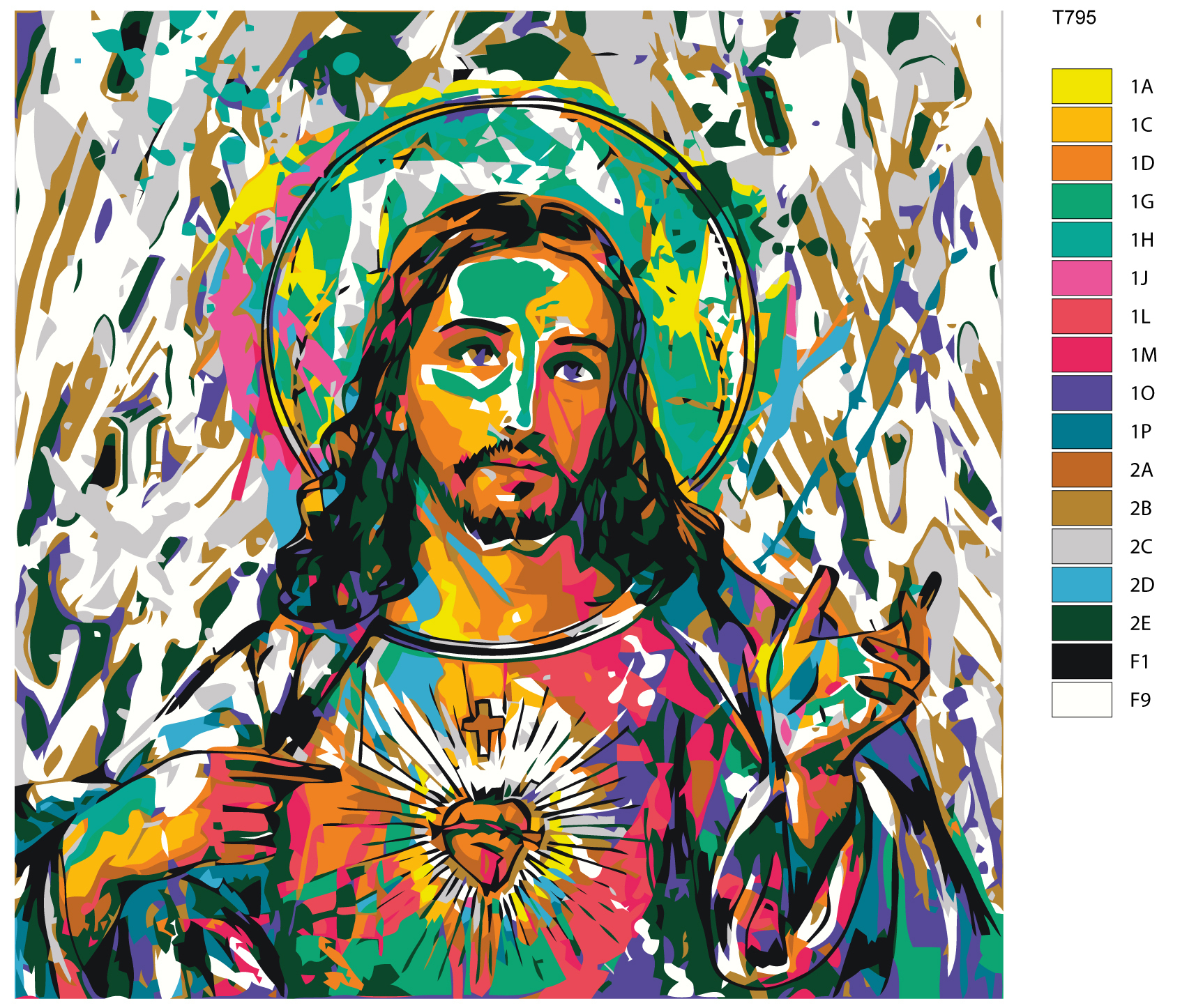 

Картина по номерам BRUSHES-PAINTS T795, Арт Иисус-флуоресцентные цвета
