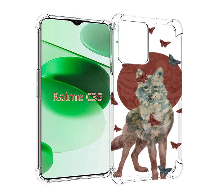 

Чехол MyPads Волчица с бабочками для Realme C35 / Narzo 50A Prime, Прозрачный, Tocco