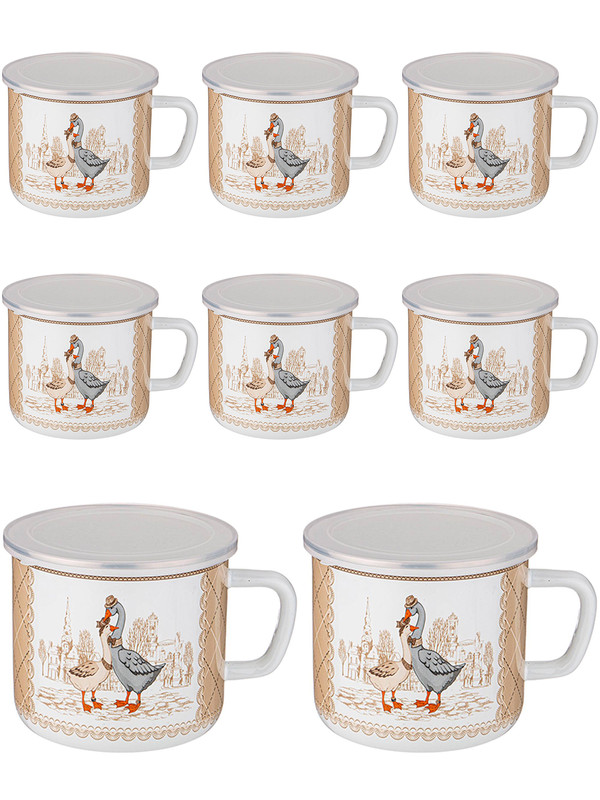 

Набор кружек 8 шт Agness с крышкой 1500 мл 935-053