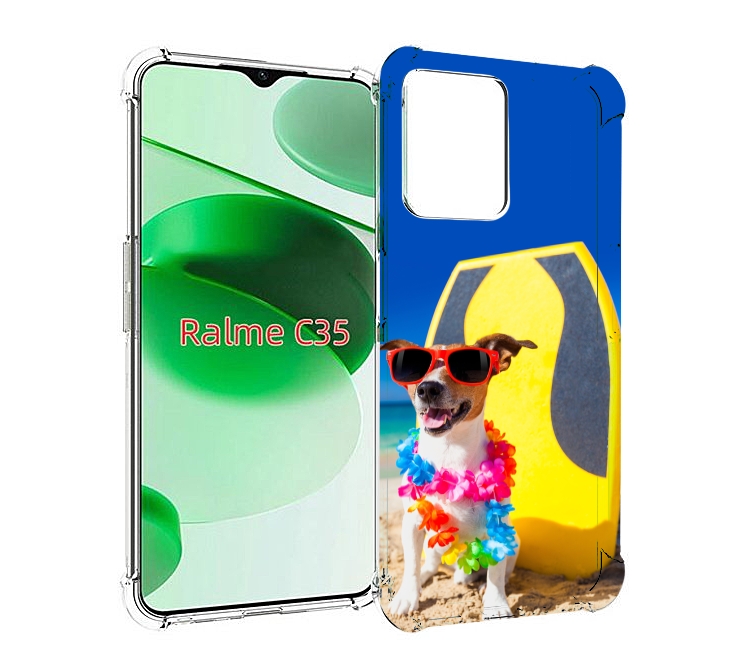 

Чехол MyPads Гавайская-собака для Realme C35 / Narzo 50A Prime, Прозрачный, Tocco