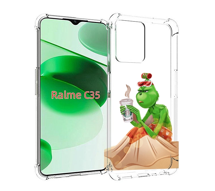 

Чехол MyPads Гринч-в-платье для Realme C35 / Narzo 50A Prime, Прозрачный, Tocco