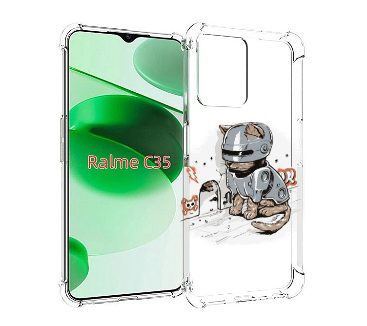 

Чехол MyPads Грозный кот для Realme C35 / Narzo 50A Prime, Прозрачный, Tocco