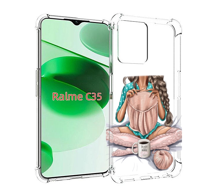 

Чехол MyPads Девушка-вяжет женский для Realme C35 / Narzo 50A Prime, Прозрачный, Tocco