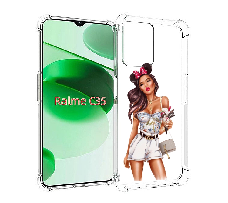 

Чехол MyPads Девушка-микки для Realme C35 / Narzo 50A Prime, Прозрачный, Tocco