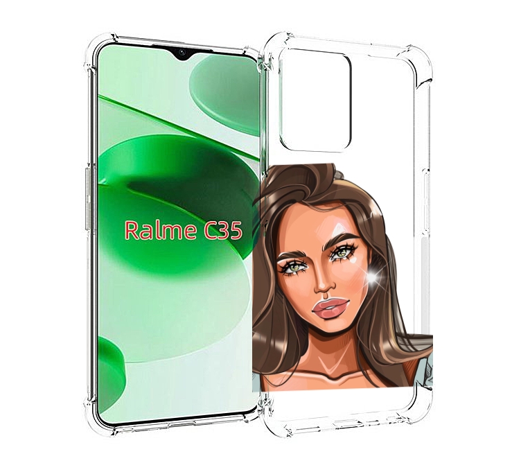 

Чехол MyPads Девушка-с-зелеными-глазами для Realme C35 / Narzo 50A Prime, Прозрачный, Tocco