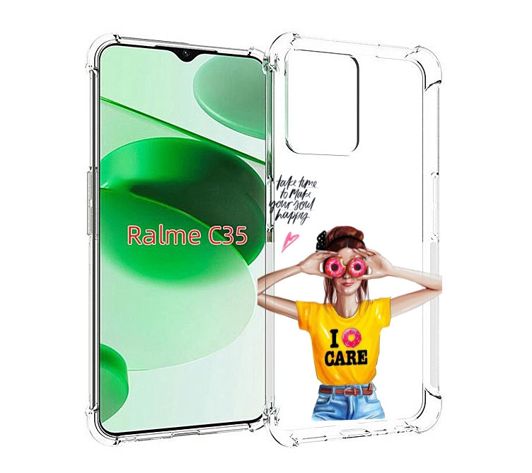 

Чехол MyPads Девушка-с-пончиками женский для Realme C35 / Narzo 50A Prime, Прозрачный, Tocco