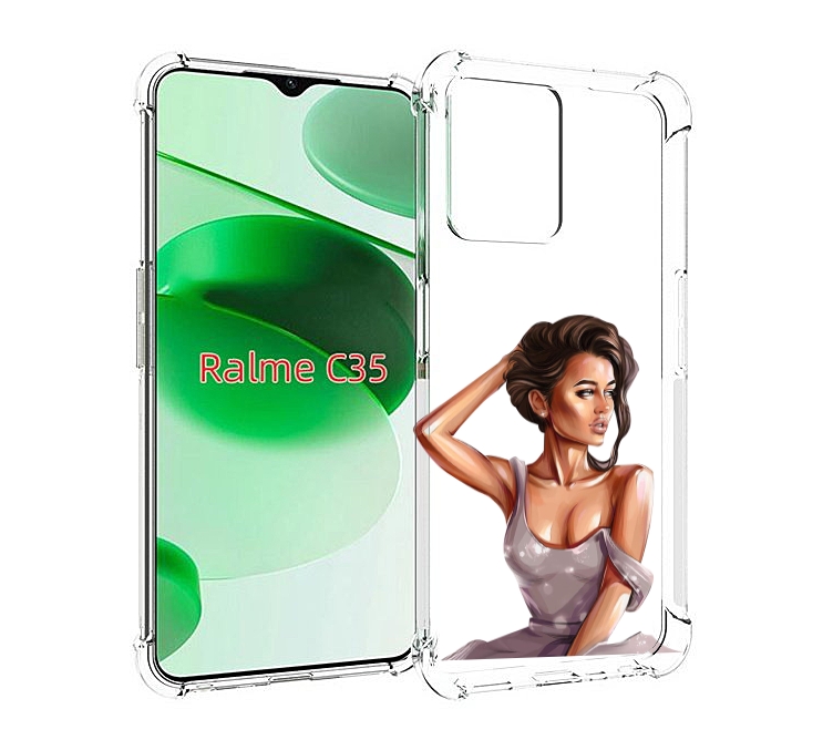 

Чехол MyPads Девушка-с-прической женский для Realme C35 / Narzo 50A Prime, Прозрачный, Tocco