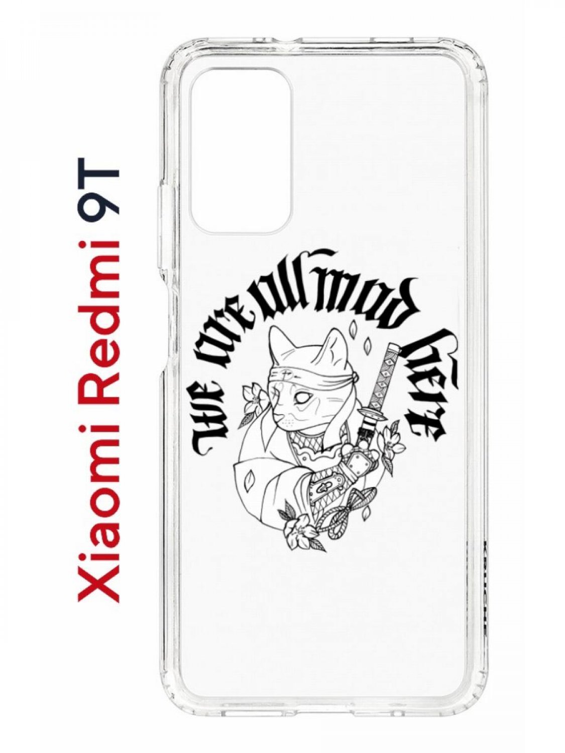 Чехол на Redmi 9T с принтом Kruche Print J-Cat,противоударный бампер,с защитой камеры