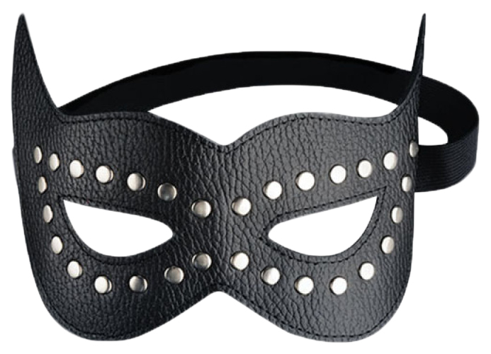 Чёрная кожаная маска с клёпками и прорезями для глаз Sitabella