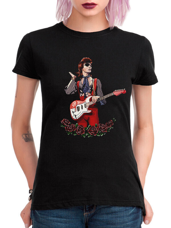 

Футболка женская Dream Shirts Дэвид Боуи Ziggy Stardust Женская 10010081 черная L, Дэвид Боуи Ziggy Stardust Женская 10010081