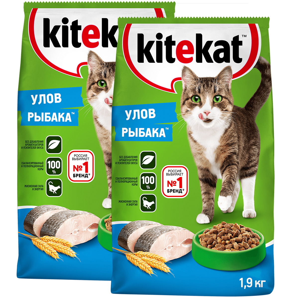 

Сухой корм для кошек KITEKAT УЛОВ РЫБАКА, 2 шт по 1,9 кг