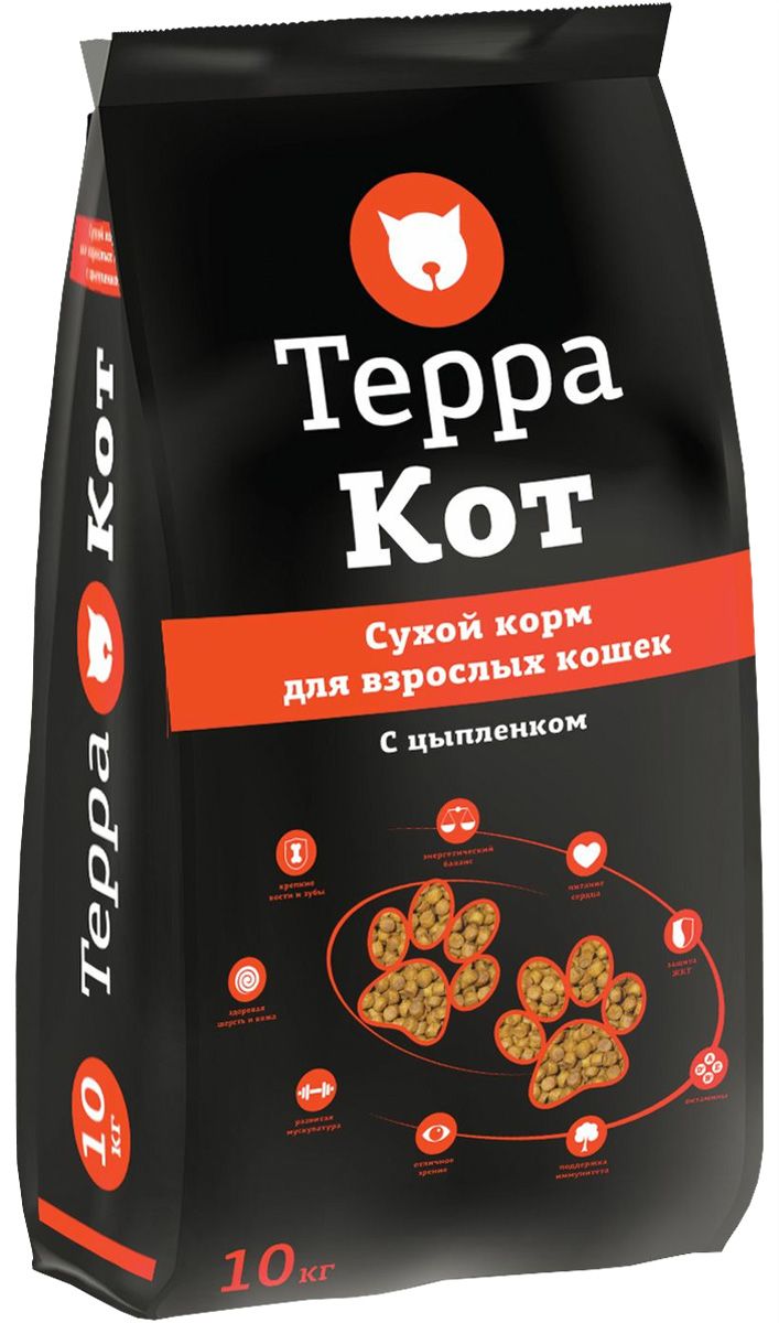 фото Сухой корм для кошек терра кот цыпленок 2 шт по 10 кг