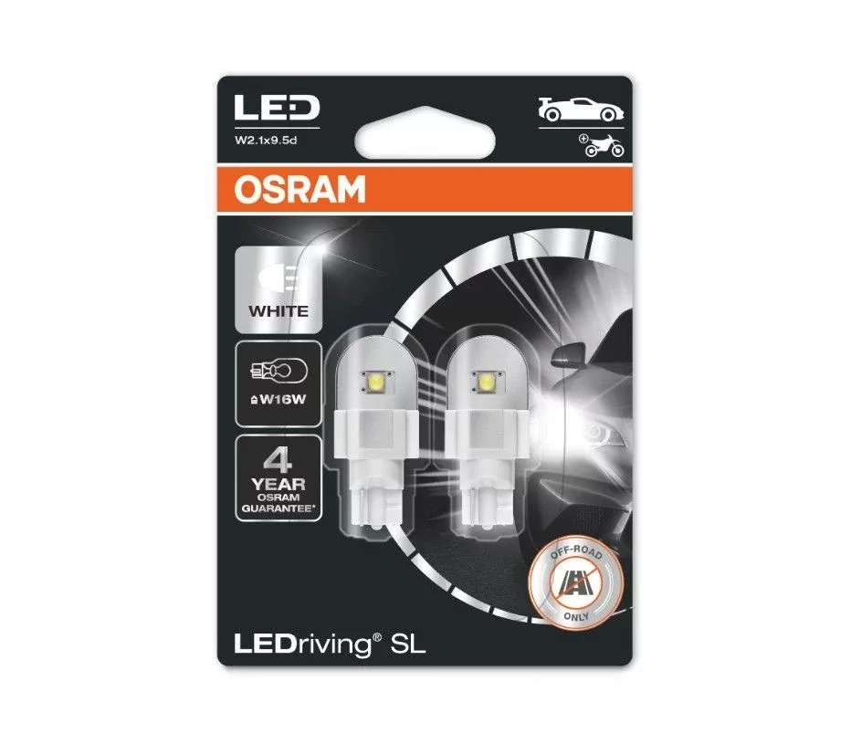 Светодиодные лампы Osram W16W LEDriving SL (3поколение) 6000K 12V Cool White 921DWP-02B