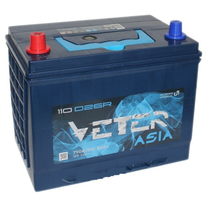 

Аккумуляторная батарея Veter Asia 80 Ач 6СТ-80.0 VL 110D26FL, обратная полярность