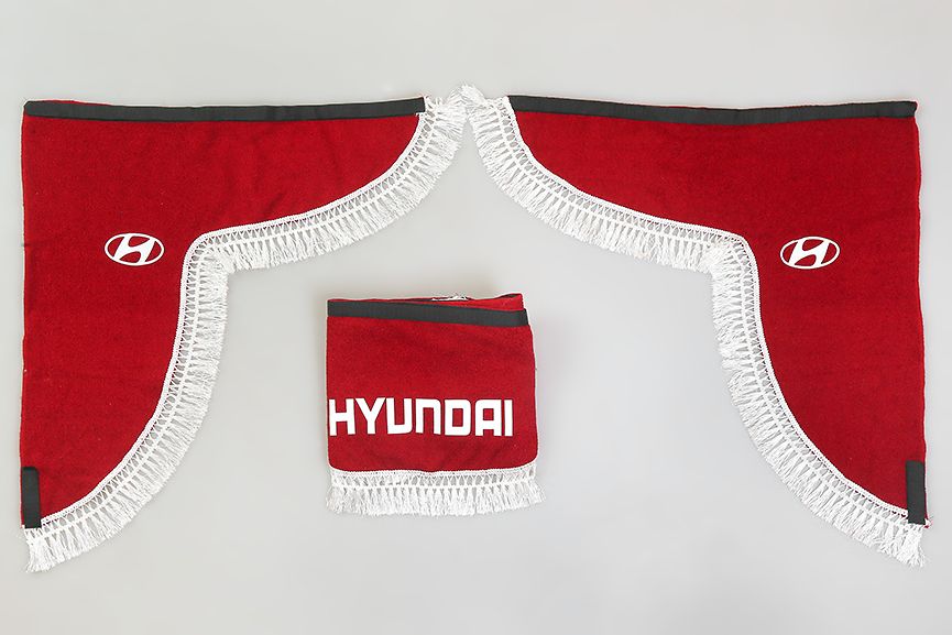 

Ламбрекен Hyundai (Красный с белым) лобового стекла и угол, Белый;красный