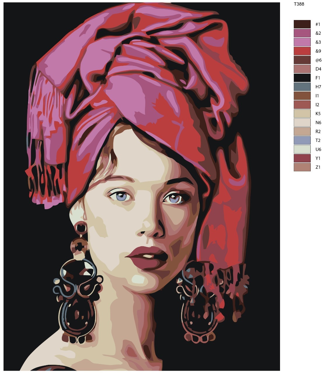 

Картина по номерам BRUSHES-PAINTS Т388, Красивая женщина с платком