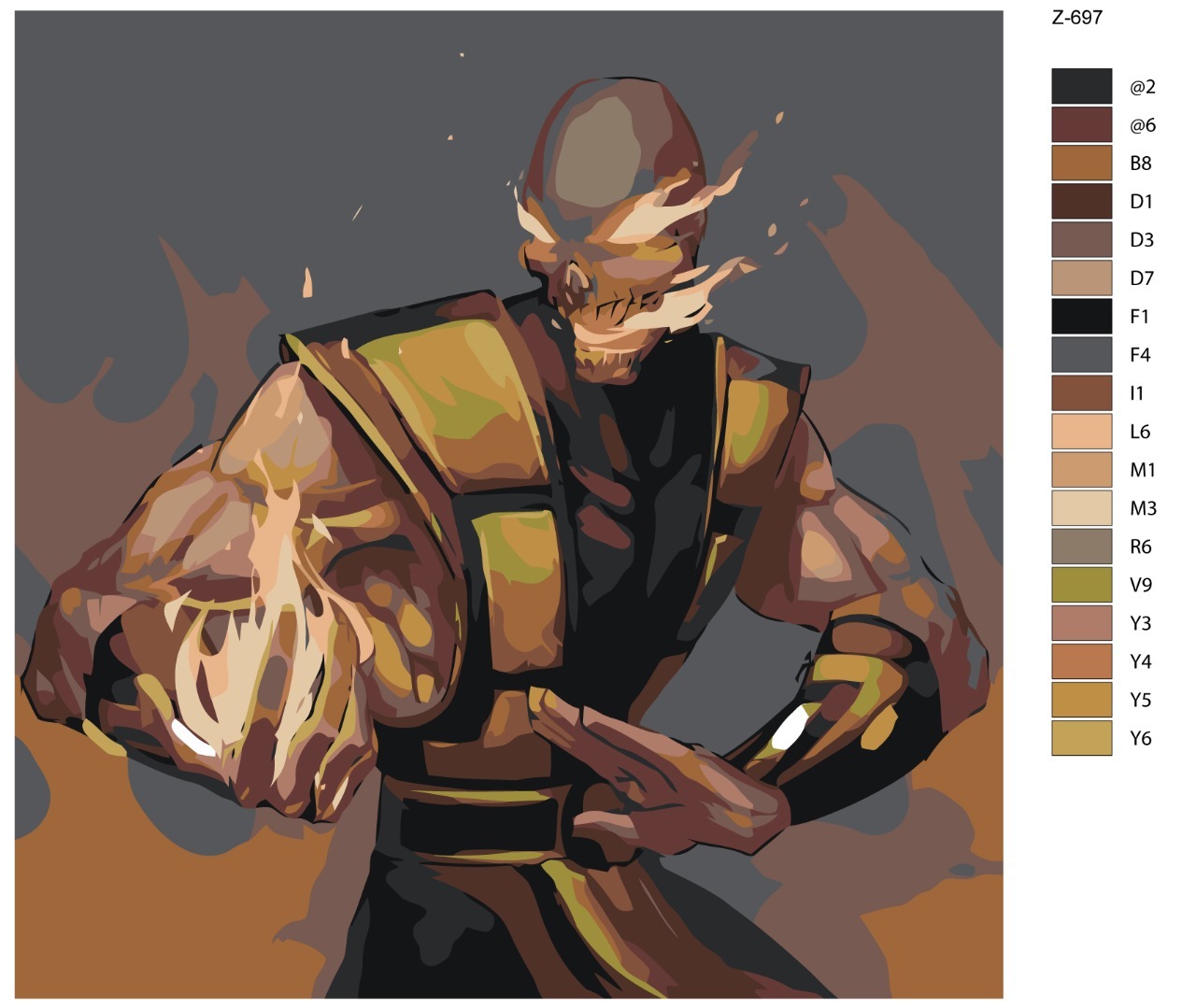 

Картина по номерам BRUSHES-PAINTS Z697, Скорпион- Мортал Комбат(Mortal Combat) 40x40