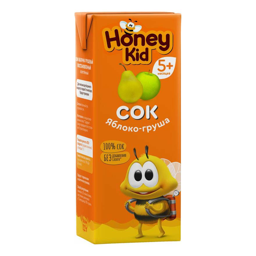 Сок детский Honey Kid яблоко-груша осветленный с 5 месяцев 200 мл