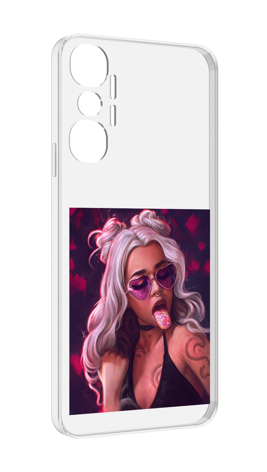 

Чехол MyPads блестящий-язык женский для Infinix Hot 20 4G, Прозрачный, Tocco