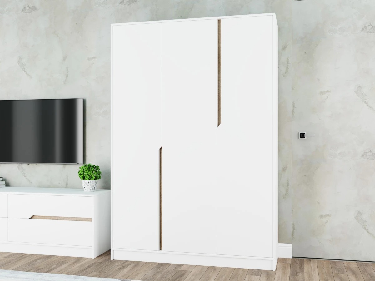 

Шкаф распашной Бонди-3 Белый для одежды трёхдверный 180x210x60 Мегамебель, Бонди-3