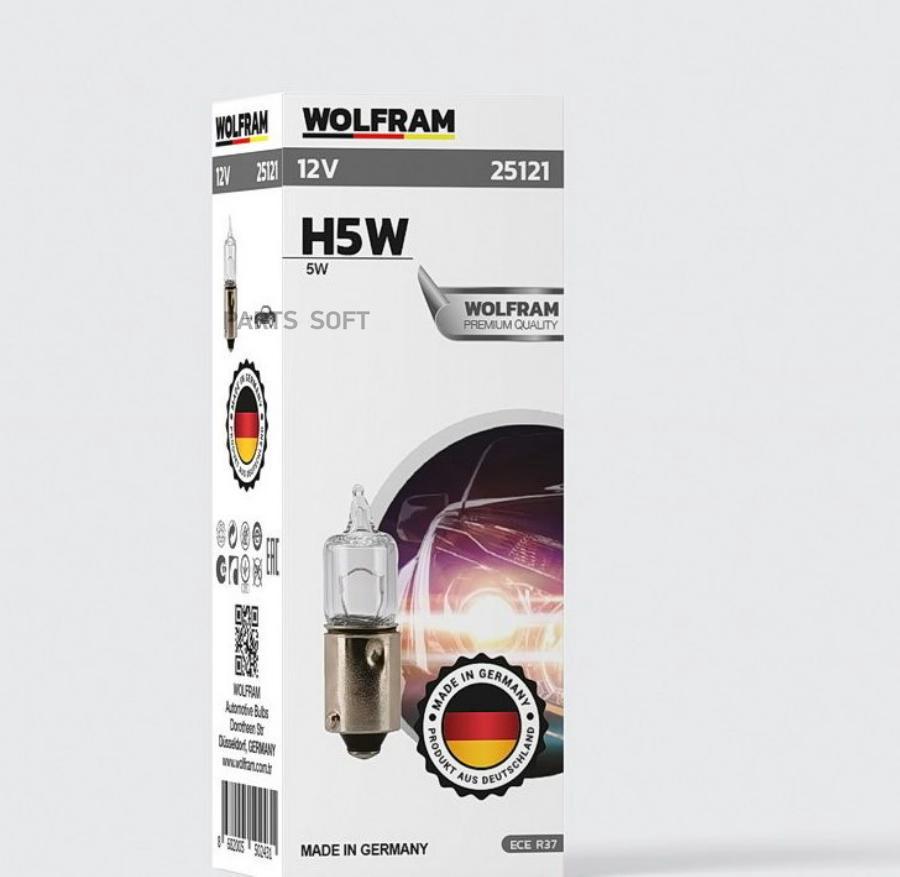 

Лампа 12V H5W 5W Ba9S Wolfram Lens Light 1 Шт. Картон 25121 10Шт WOLFRAM 25121