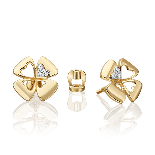 

Серьги пусеты из белого золота/желтого золота PLATINA jewelry 02-4821-00, бриллиант, 02-4821-00