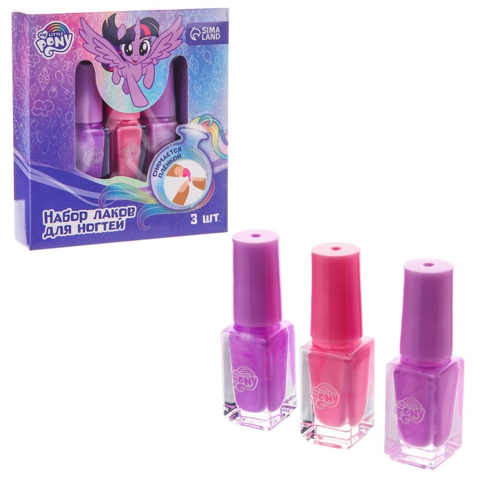 

Набор лаков для ногтей Искорка, My Little Pony 3 шт по 6 мл 7319263, Разноцветный