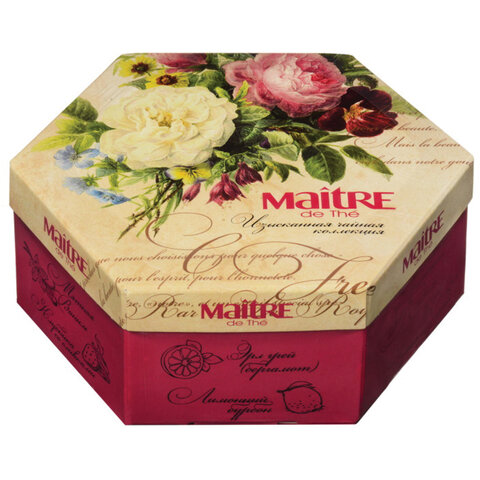 фото Чай maitre de the мэтр цветы, ассорти 12 вкусов, 60 пакетиков в конвертах, 120 г, баж 082 maitre de sucre