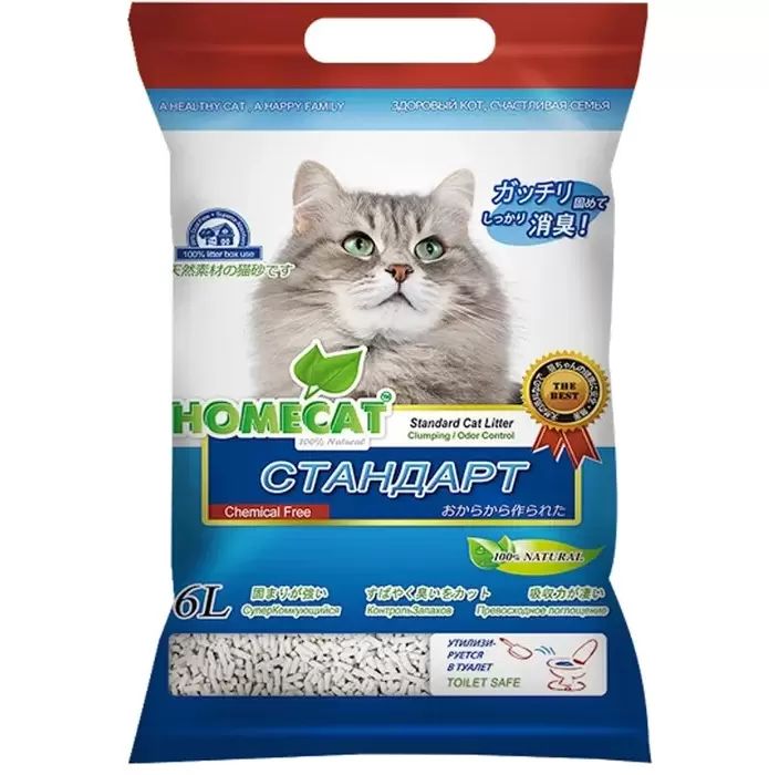 

Комкующийся наполнитель HOMECAT Ecoline Стандарт кукурузный, 4 шт по 6 л