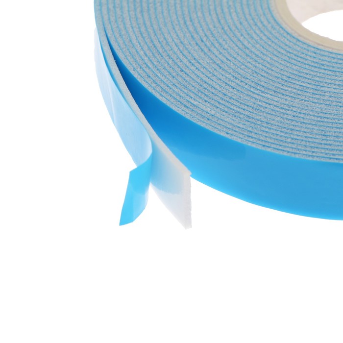 Клейкая лента TORSO, двусторонняя,  вспененная, синий защитный слой, 12 мм x 5 м