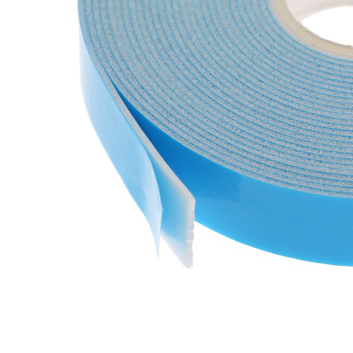 Клейкая лента TORSO, двусторонняя,  вспененная, синий защитный слой, 15 мм x 5 м