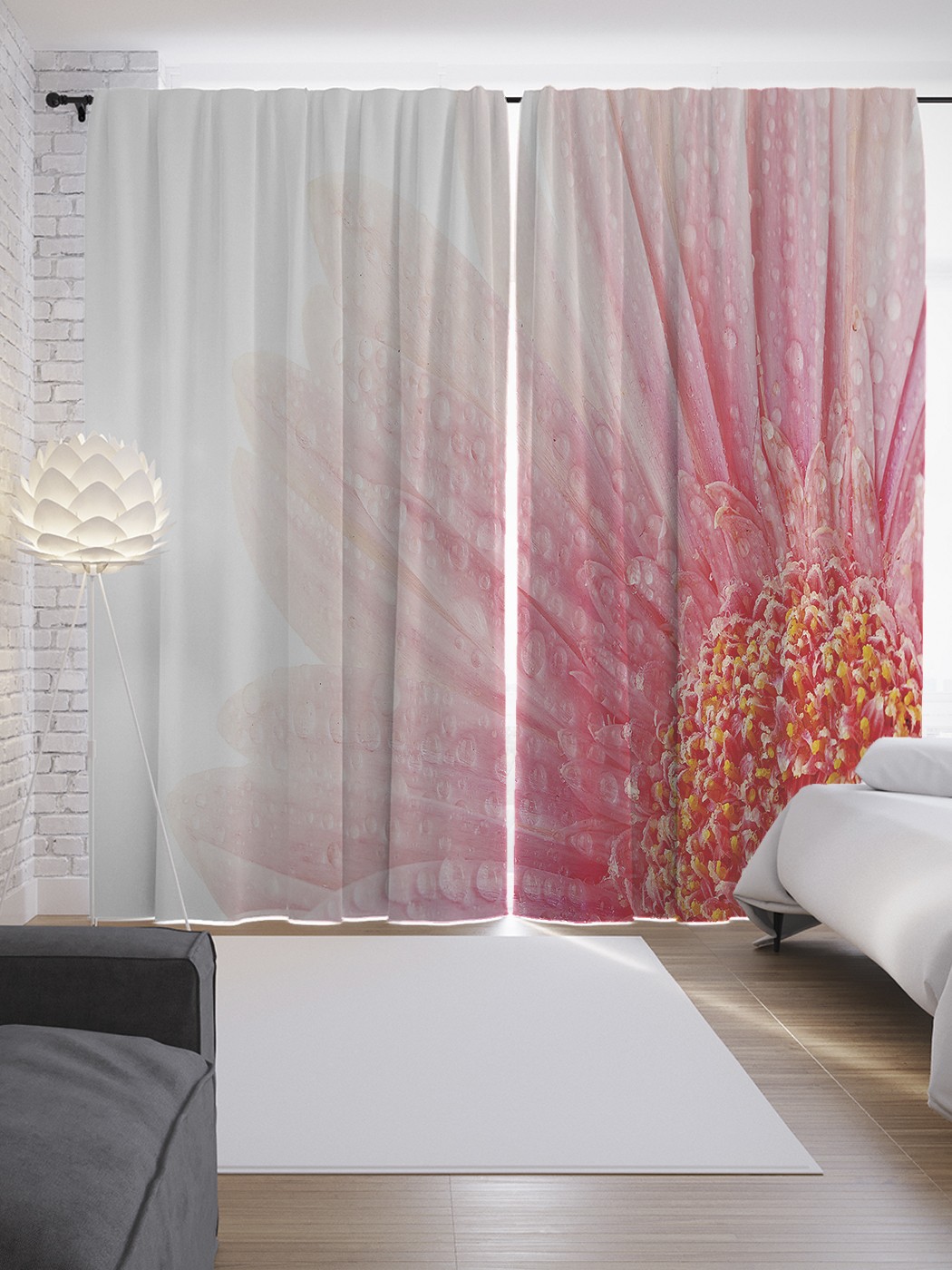 

Шторы JoyArty с фотопечатью "Капельки росы на цветке" из сатена, 290х265 см, Капельки росы на цветке